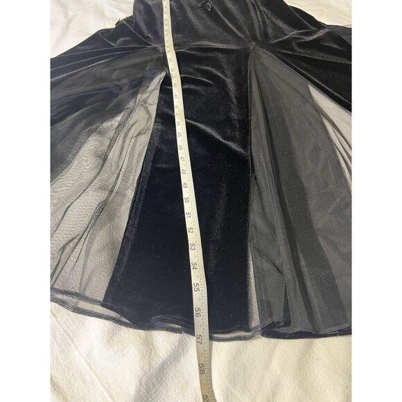 Vintage Xscape Velvet Stretch Flare Hem Maxi Black Y2K Whimsigoth Dress Size 6 - Picture 11 of 13